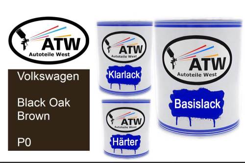 Volkswagen, Black Oak Brown, P0: 1L Lackdose + 1L Klarlack + 500ml Härter - Set, von ATW Autoteile West.